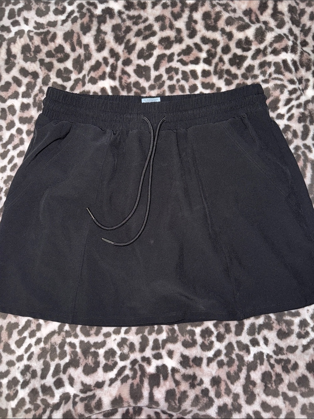 Shade & Shore Black Elastic-Waist Mini Skirt with Drawstring